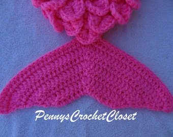 OPEN BACK mermaid tail sack crochet pattern, includes sizes 0-6 months, 6-12 months, 1-4 years, 5-10 years & 11-adult, lots of pictures