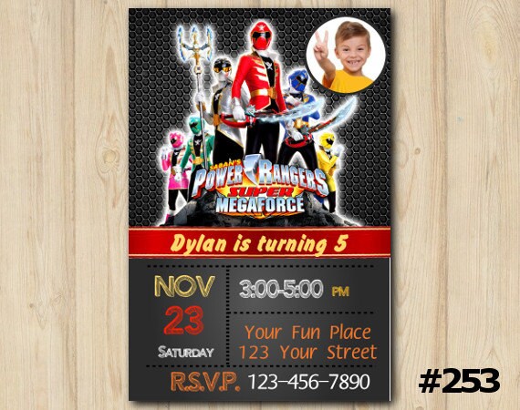 Power Ranger Invitation birthday party custom printable file DIY(#253 ...