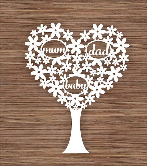 Download Custom Heart Family Tree for 3 PDF SVG Commercial Use