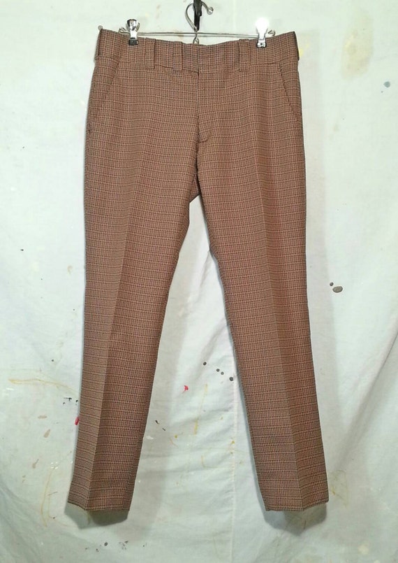 Vintage 1970s Plaid Polyester Old Man Pants by AskJaphy on Etsy