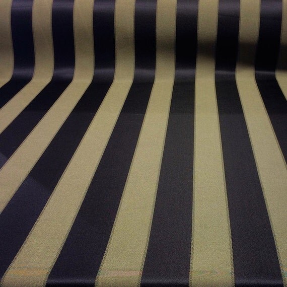 Black / Gold Damask Jacquard Striped Brocade Fabric 118