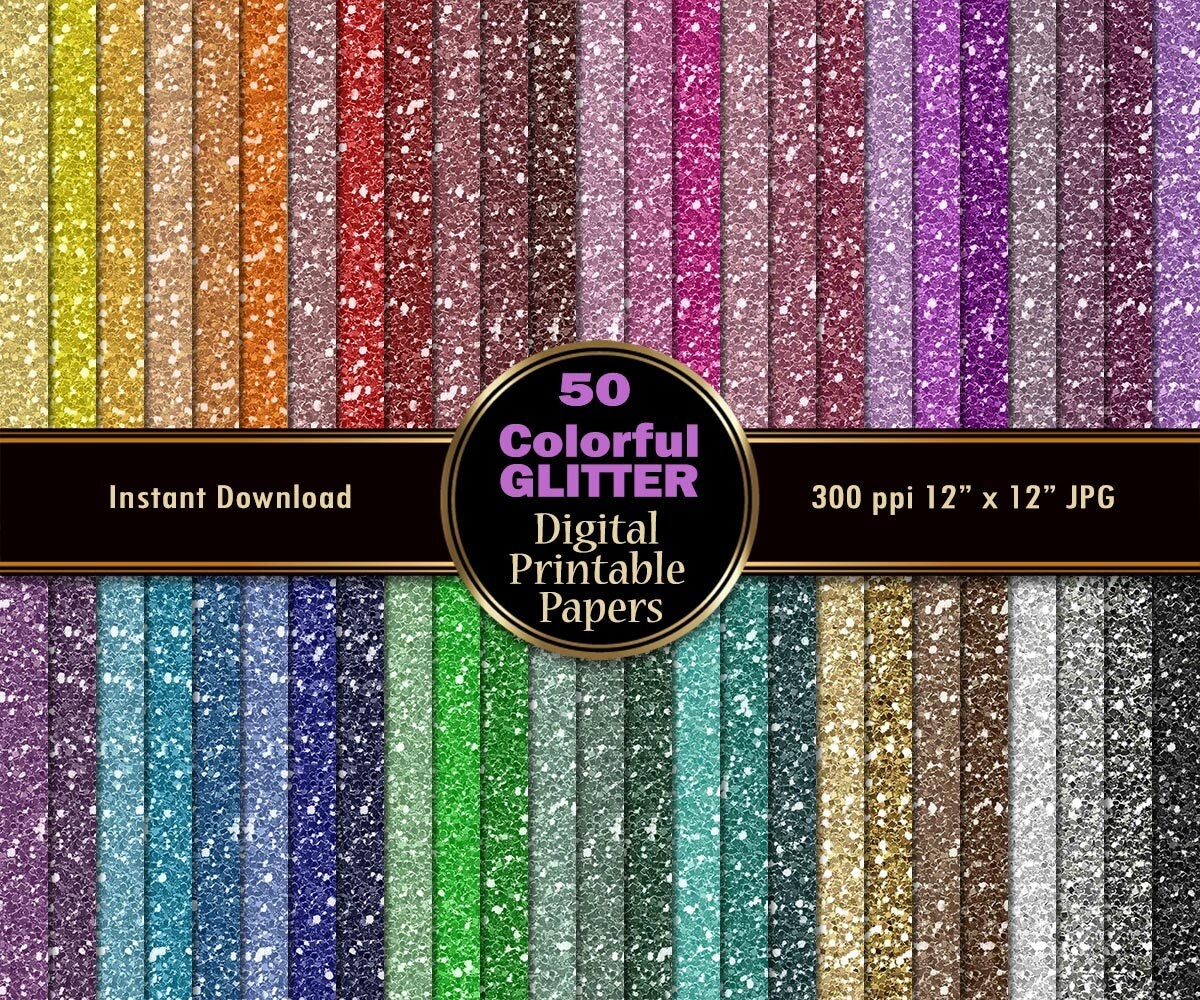 Download Colorful Glitter Digital Paper Pack 50 Sparkle Digital