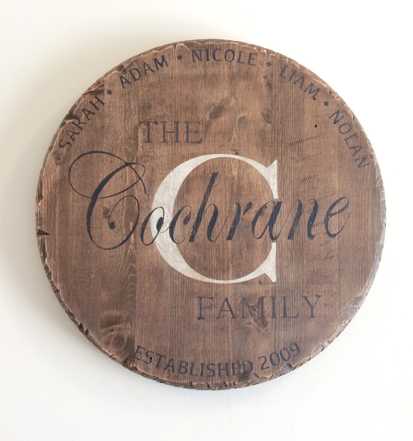 Personalized Wood Wall Sign round wood sign by IronwoodNorthDesign