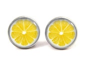 Lemon Slice Earrings Fruit Stud Earrings Jewelry (with jewelry box)
