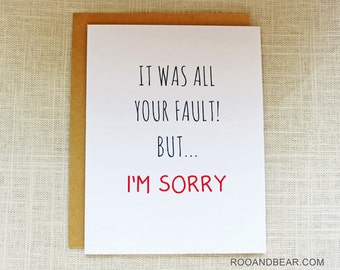 Items similar to Sorry Card, You Were Right Card, Funny Cards, Paper ...