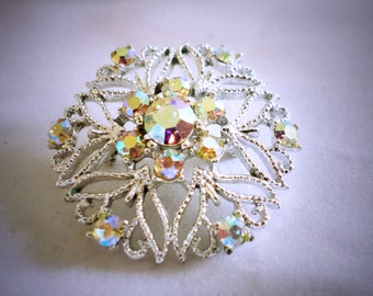 Round A/B Rhinestone Brooch