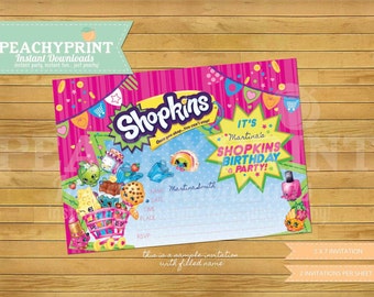 Shopkins Birthday Invitation Instant Download