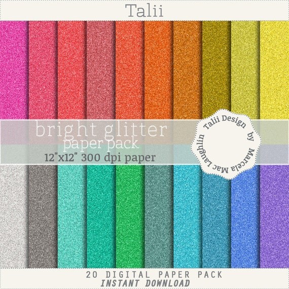 Rainbow Glitter Paper BRIGHT GLITTER 20 Bright colors Glitter