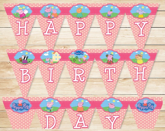 Peppa Pig Birthday Banner Pink Polka Dot // by ApothecaryTables