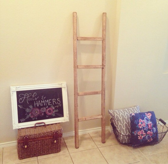 Rustic Wooden Blanket Ladder by HeelsNHammers on Etsy