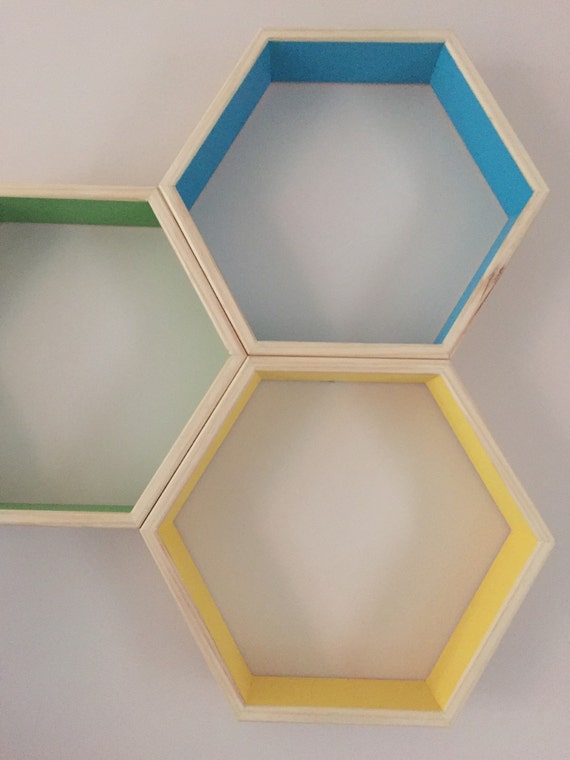 Items similar to Set of 3 hexagon shadow boxes on Etsy