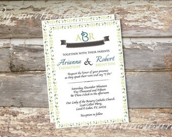 Vines Printable Wedding Invitation