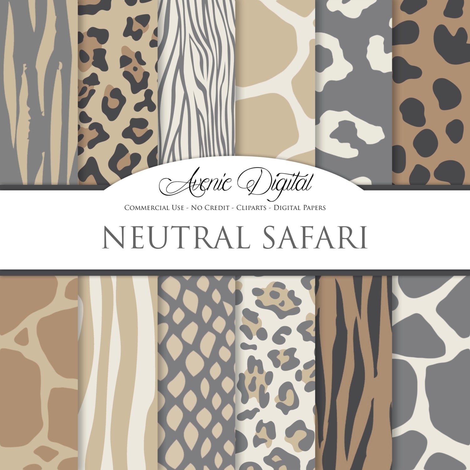 Animal Prints Digital Paper. Scrapbook Backgrounds Wild