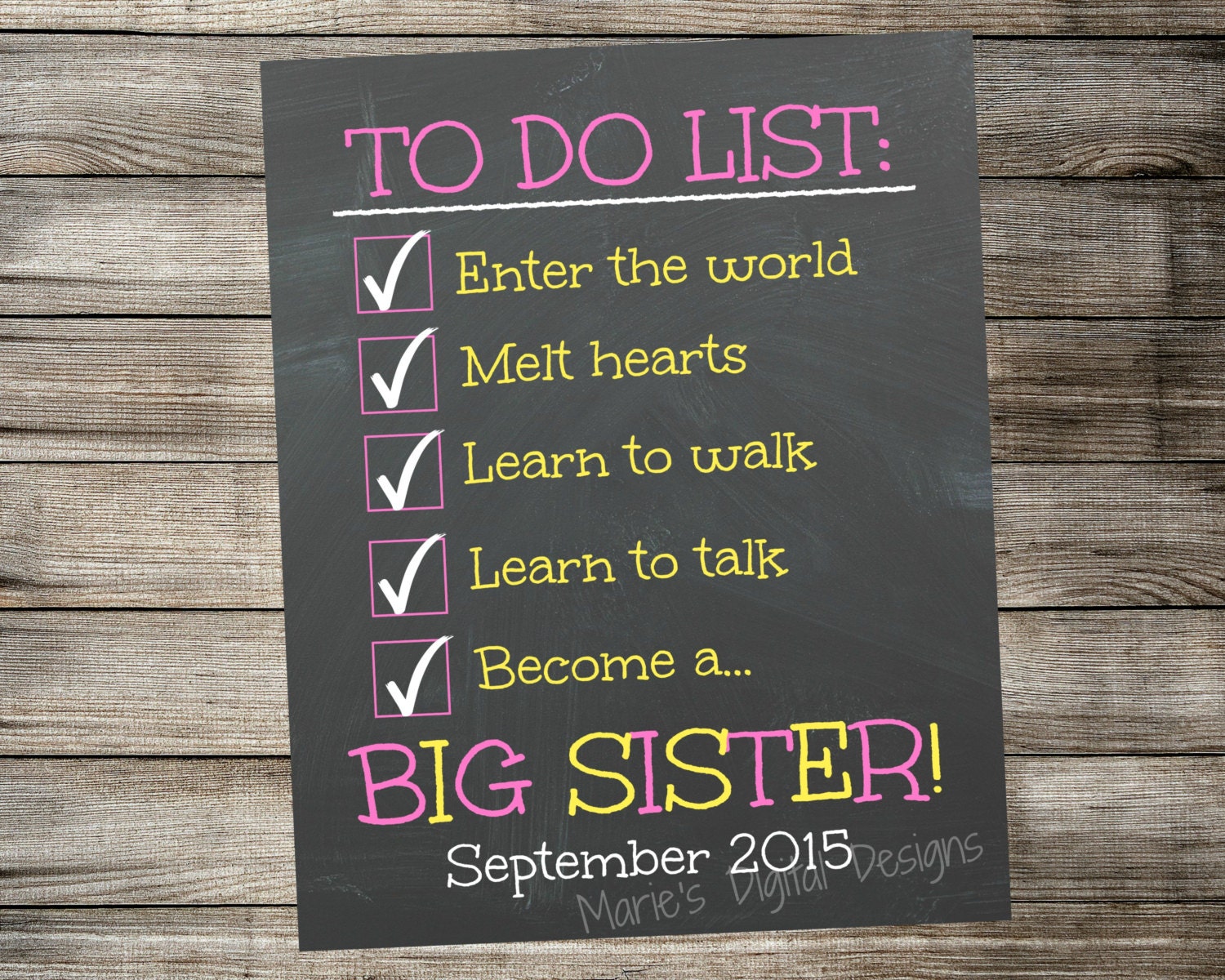 Download To Do List Big Sister Chalkboard Pregnancy Announcement