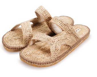 Straw sandals hand-woven Men's slippers Summer sandals