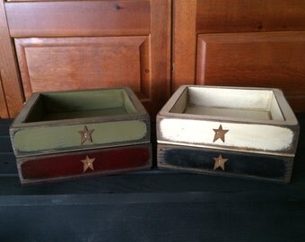 Primitive Wood Napkin Holder or Trinket Box