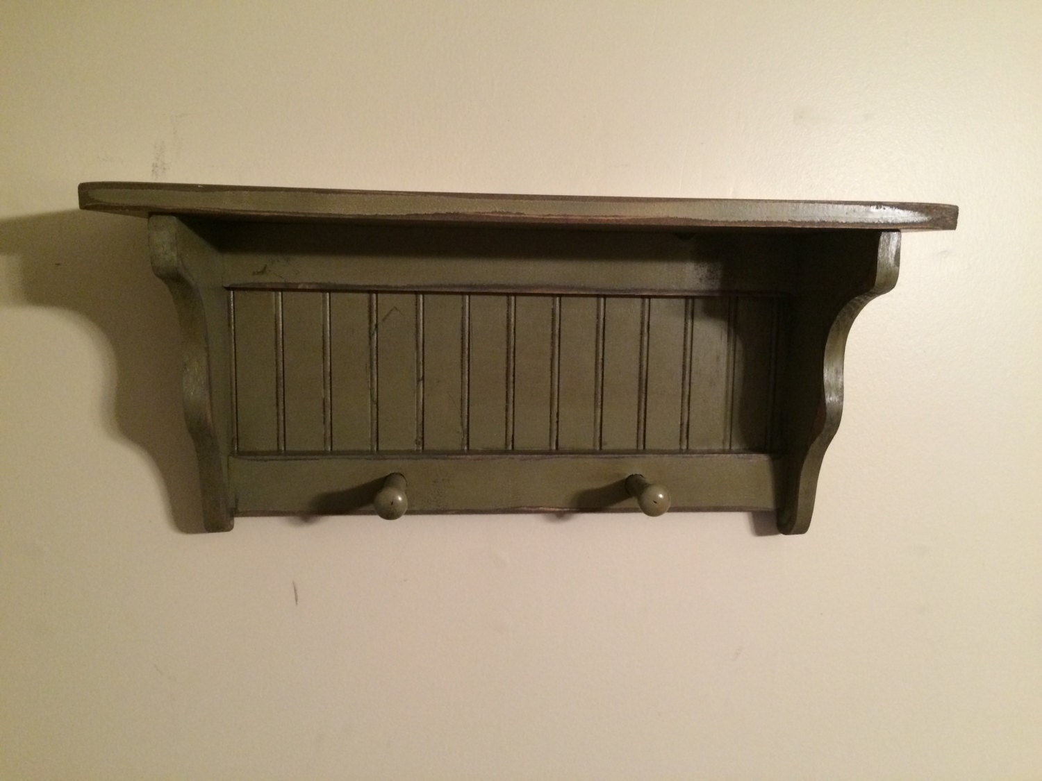 Wall Shelf Coat Rack Bead Board Primitive