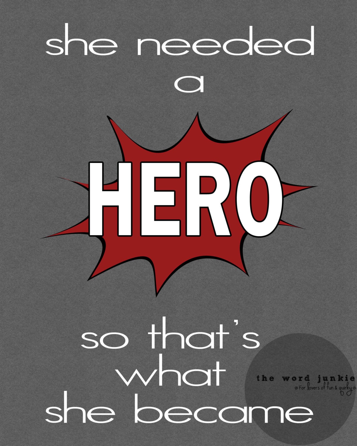 Be a Hero Typography Quote Poster Hero by TheWordJunkie on Etsy