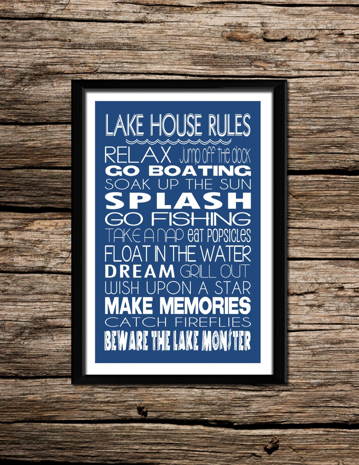 Lake Rules Print Lake Rules Poster Lake House by TheWordJunkie