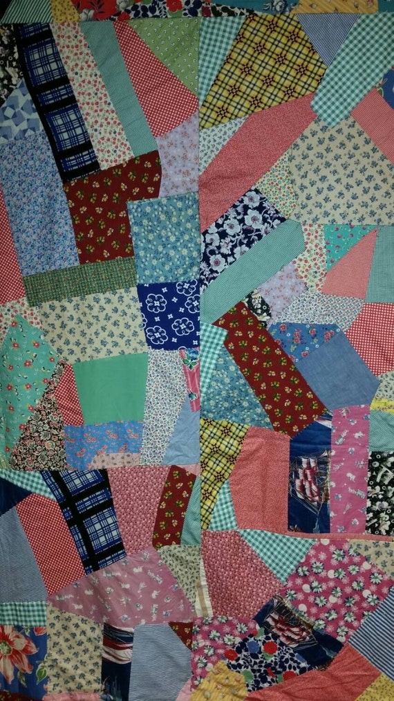 1950's Vintage Crazy quilt by ManInTheMoonQuilting on Etsy