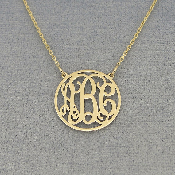 10kt or 14kt small Solid Gold 3 Initials Monogram by SoulMonogram