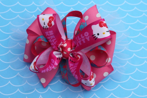 Pink Hello Kitty Hair Bow Hello Kitty Bow Hello By Angelcakebows 7952