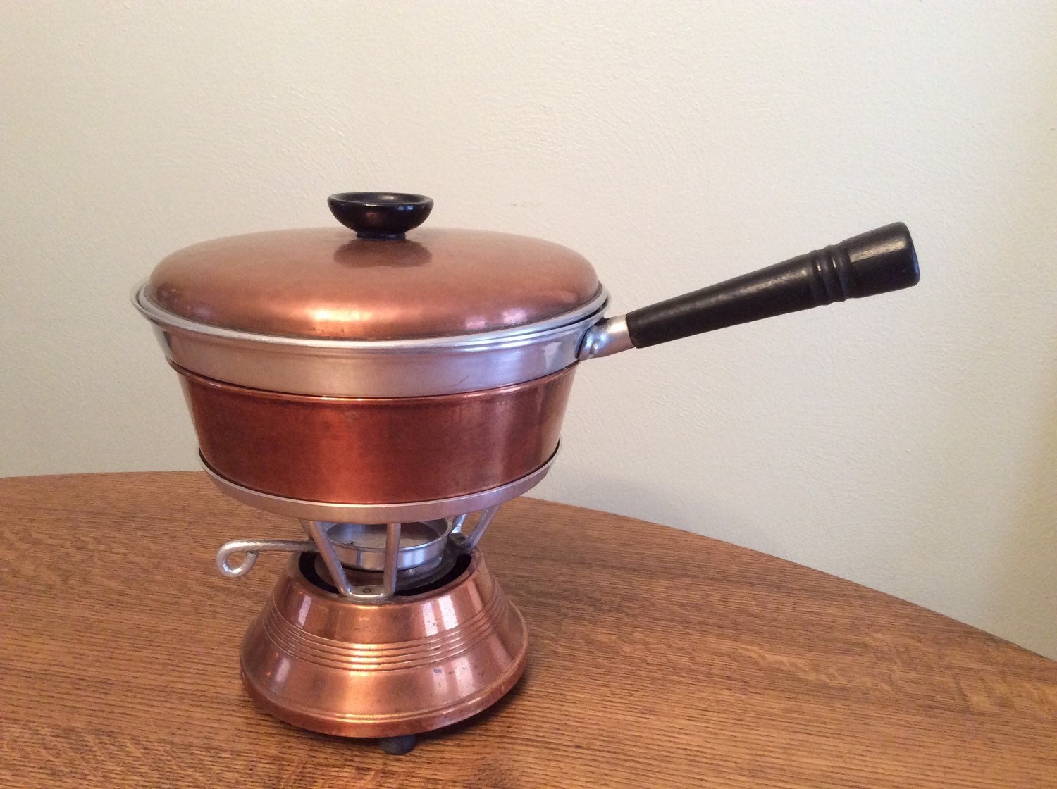 Vintage copper and aluminum fondue pot mid by GrannysVintageStore