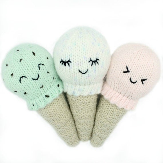 Knitting Pattern Kawaii Ice Cream Cone Baby by HelloDollyKnitting