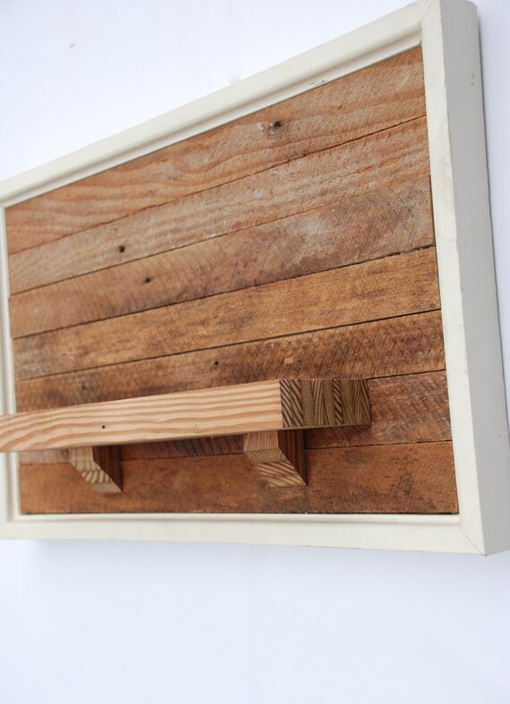 Items similar to Wood Lath Wall Hanging Framed Shelf on Etsy