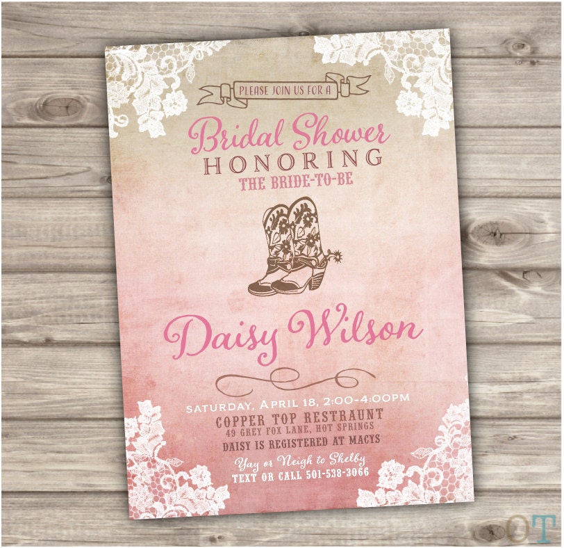 Bridal Shower Rustic Lace Horse Invitations Shabby Chic