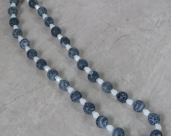 Black Frosted Agate Necklace I - Beadwork - Handmade