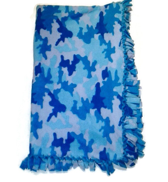Blue Camo Blanket Kids Blankets Camouflage by BlanketsByNaomi