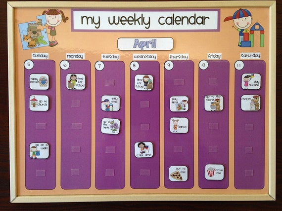 Weekly Kids Calendar Schedule Activity & Chore Chart