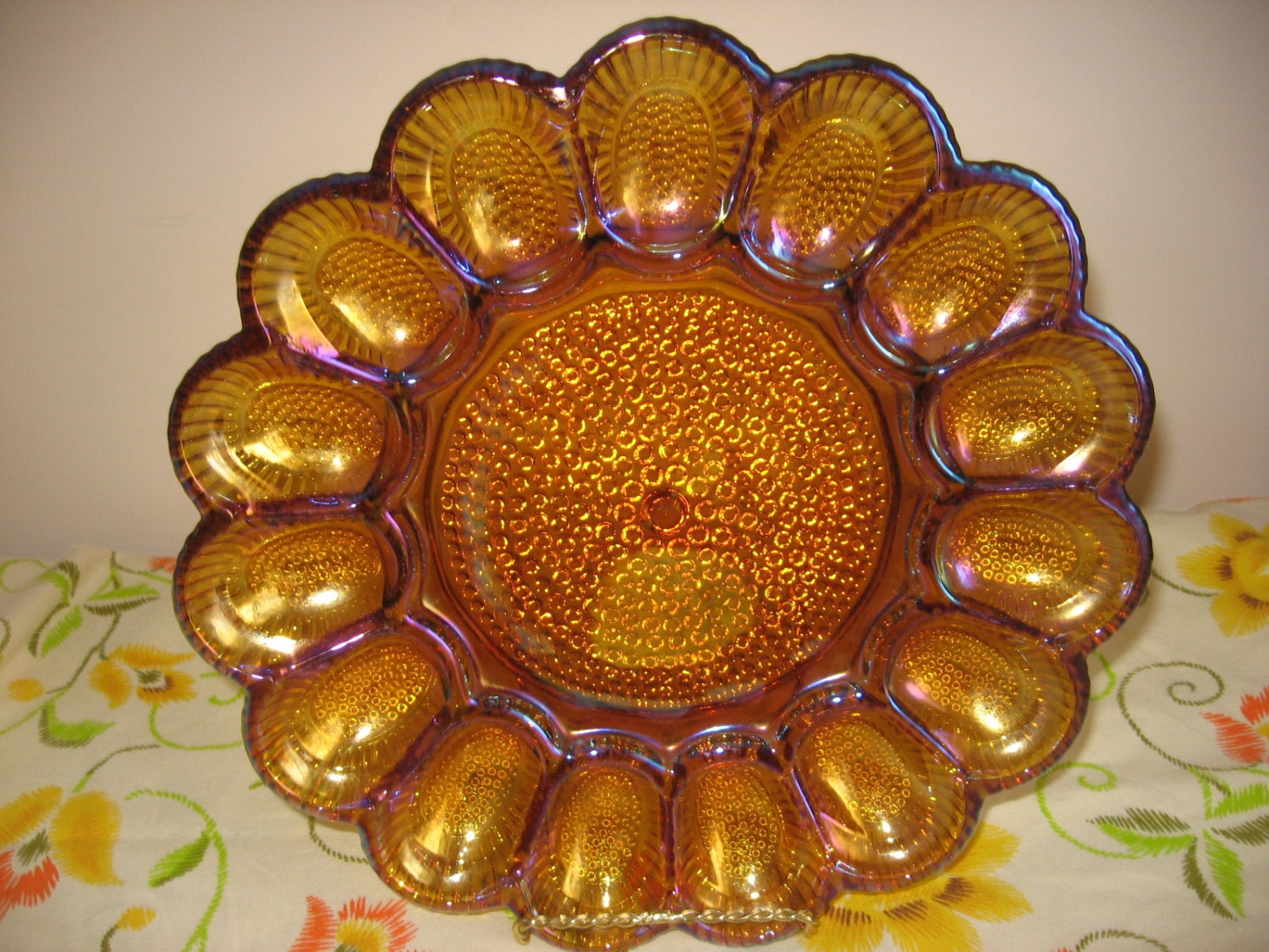 Vintage Carnival Glass Egg Tray