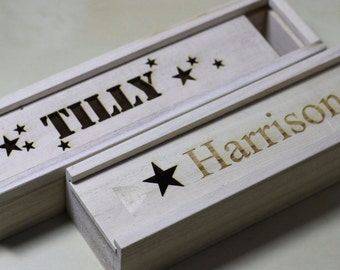 Personalised Wooden Pencil Case / Storage Box - Perfect for Little Ones!