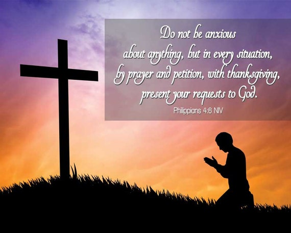 Philippians 4:6 NIV Bible Verse Wall Art by NovaGraphics on Etsy