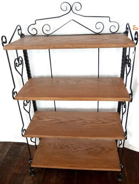 Handcrafted Wrought Iron Bookcase Shelves with Delicate