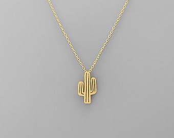 Tiny Gold Cactus Necklace