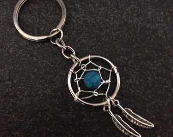 Blue Turquoise Dreamcatcher Key Ring/Key Chain.