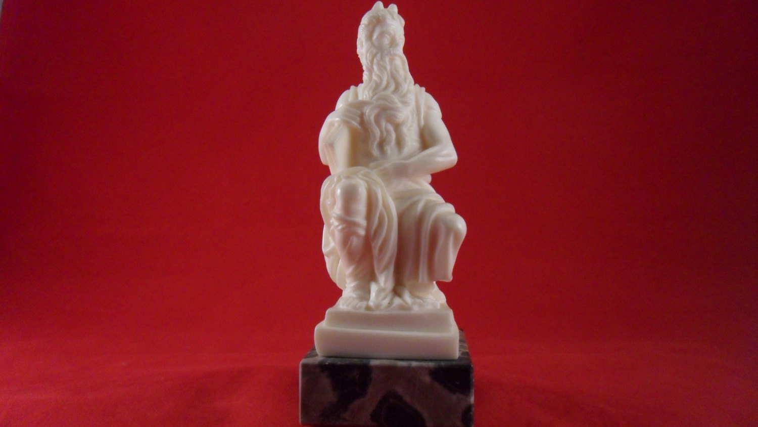 G. Ruggeri Vintage Small Statue Sculpture Alabaster Moses W/