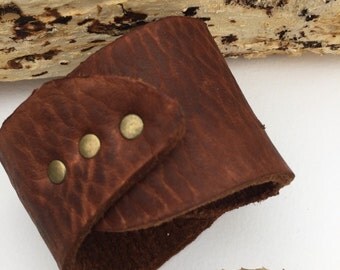 Suede Leather Cuff Bracelet, Brass Studs, Boho, Rustic, Earthy