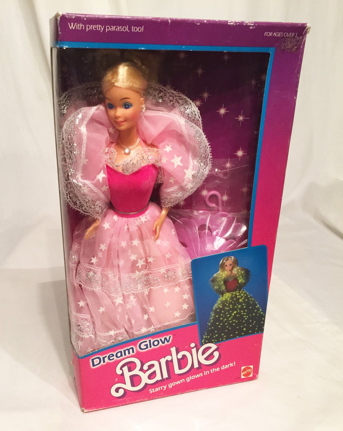 Vintage Dream Glow Barbie NIB Pink Box 1985 never