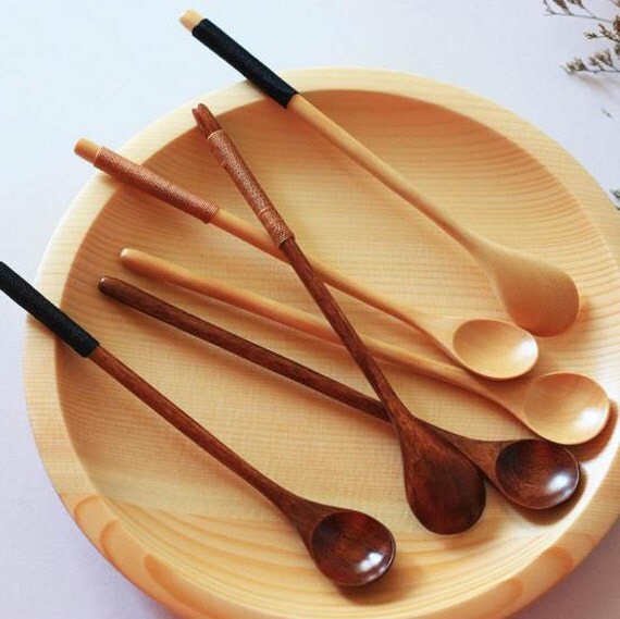 4 pieces Wooden Spoon Serving Set Wood Custom Personalized