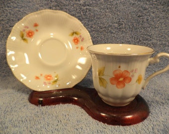 CUP AND SAUCER Floral Decoration Made In Poland