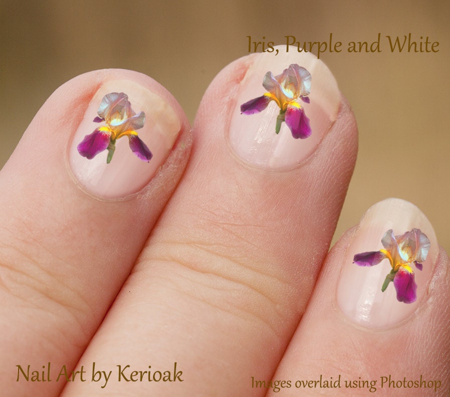 Iris Flower Nail Art Purple and yellow Iris Nail Art