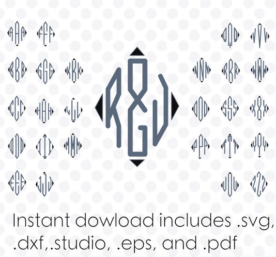 Diamond monogram font svg instant download with ampersand