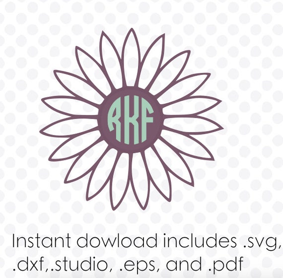 Daisy monogram frame instant download zipped .eps .pdf .dxf