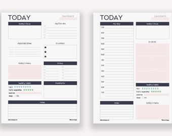 Two Filofax PERSONAL Daily Planners Printable Inserts Refills (also fits kikki.K Time Planner MEDIUM) - Audrey Collection