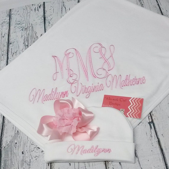 Personalized Monogram Embroidery Newborn by WhomadeDatNola on Etsy