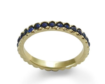 Lapis Gold Ring Blue Gemstone wedding ring Infinity band